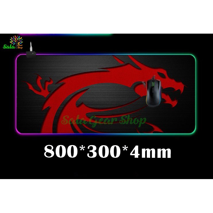 Miếng lót chuột led RGB in Logo MSI , Size 800x300x4mm