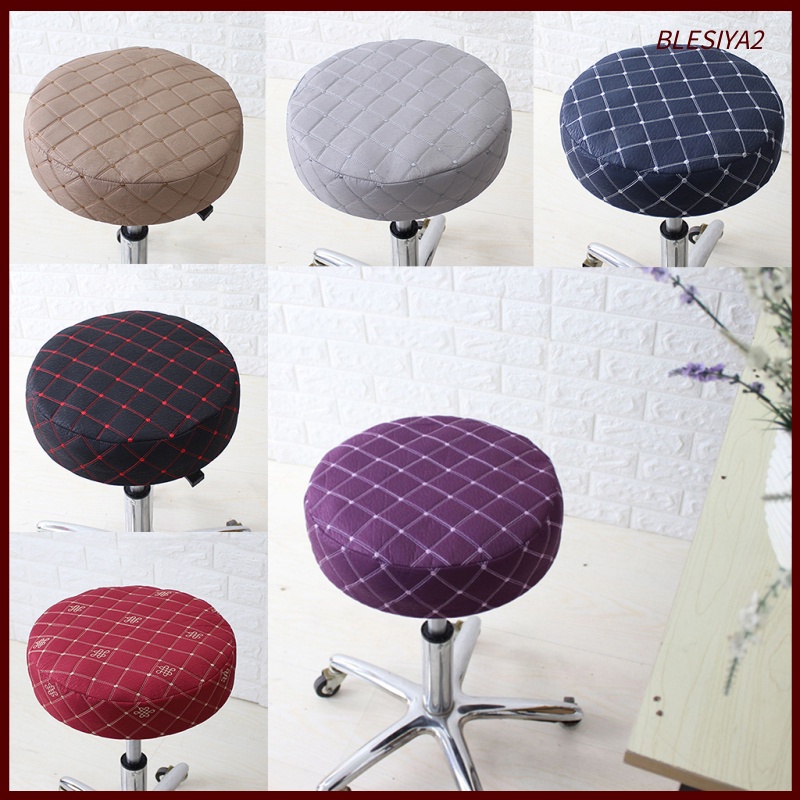 [BLESIYA2]15-16'' 40cm PU Round Bar Stool Cover Chair Cushion Pad Sleeve Cover Purple