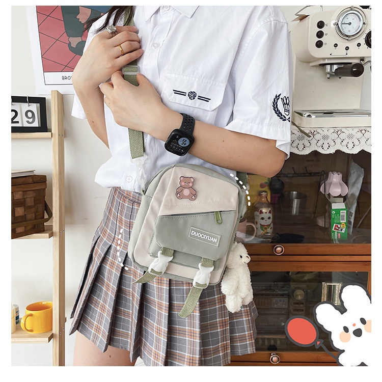 Túi xách đeo chéo BunBeat, Túi vải dễ thương cho học sinh đi học đi chơi TDC24