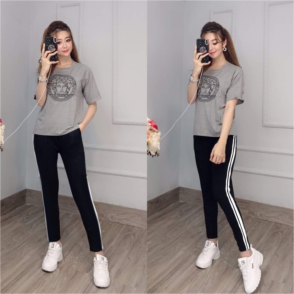 Đồ bộ nữ vải cotton Thiêu logo mềm mại thoáng mát không xù không chùn | BigBuy360 - bigbuy360.vn