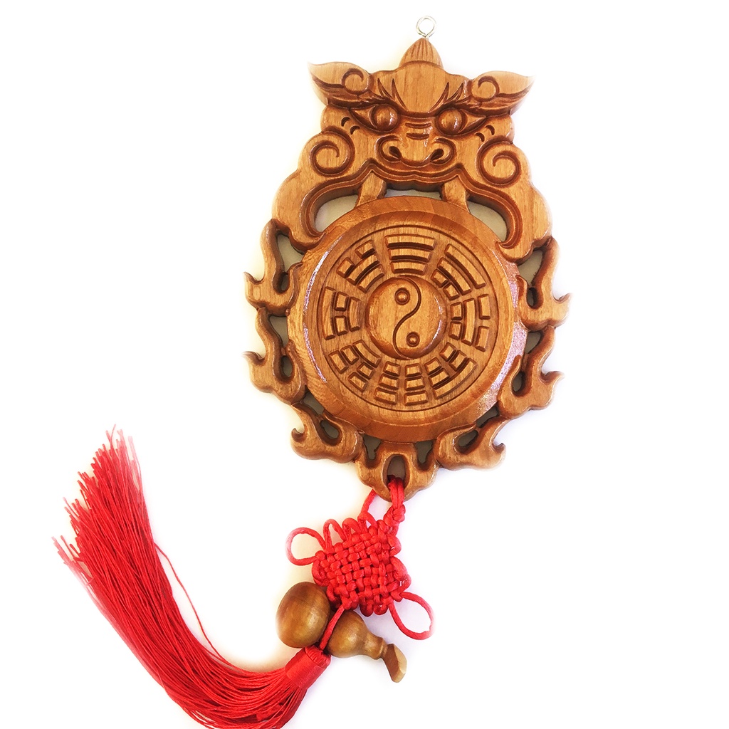 Gương Bát Quái Gỗ Đào Hổ Phù Hồ Lô