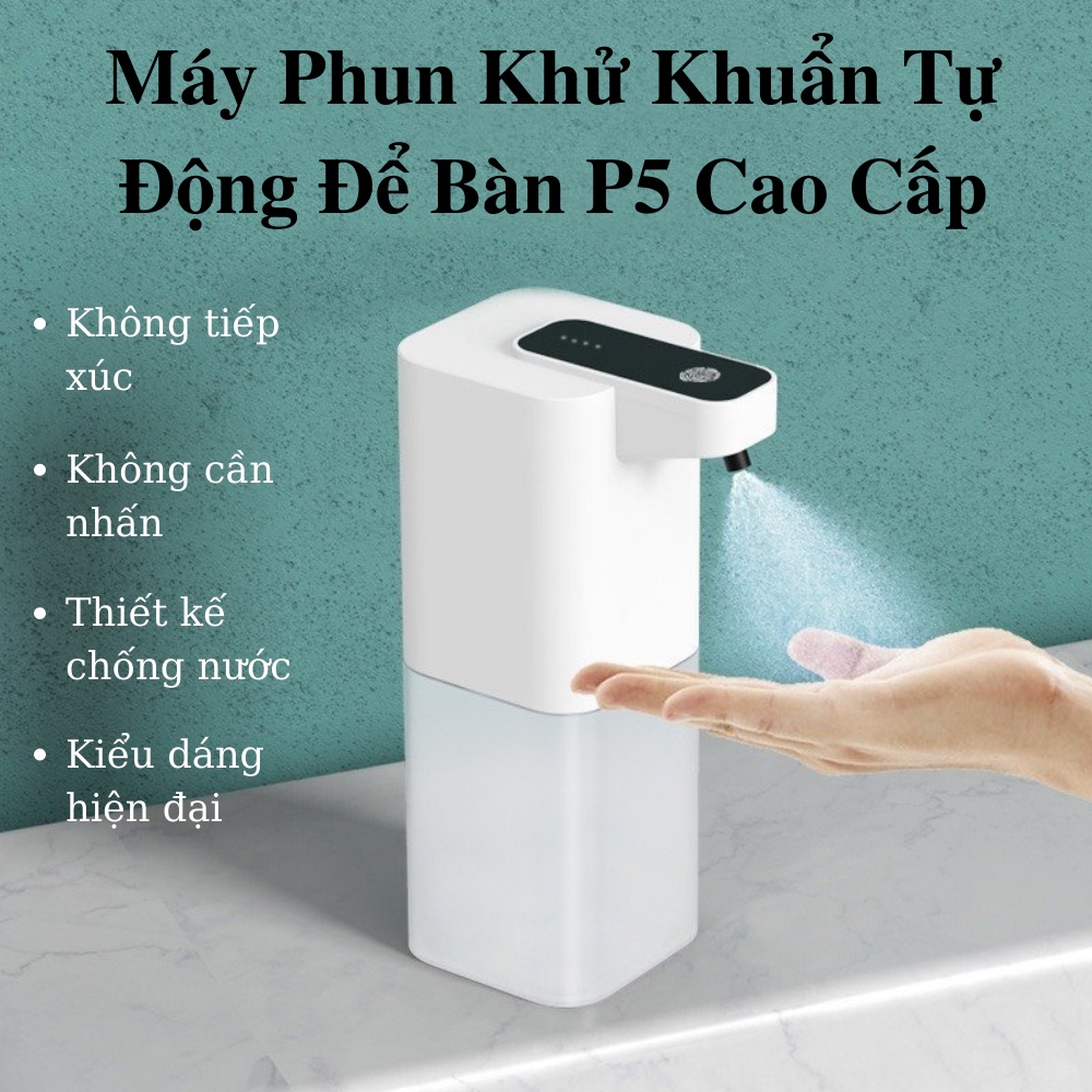 Máy Phun Khử Khuẩn Tự Động Để Bàn Cảm Ứng 400ML, Máy Phun Cồn Khử Trùng Kháng Khuẩn CẢM ỨNG  Để Bàn Pin sạc cao cấp