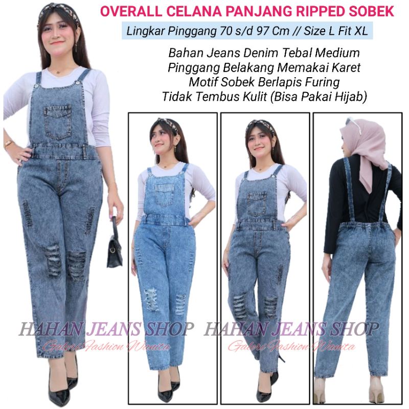 Quần Yếm Jean Dài Dày Dặn Rách Lưng Co Giãn Phong Cách Hàn Quốc Cho Nữ Tuổi Teen Hoặc Teen