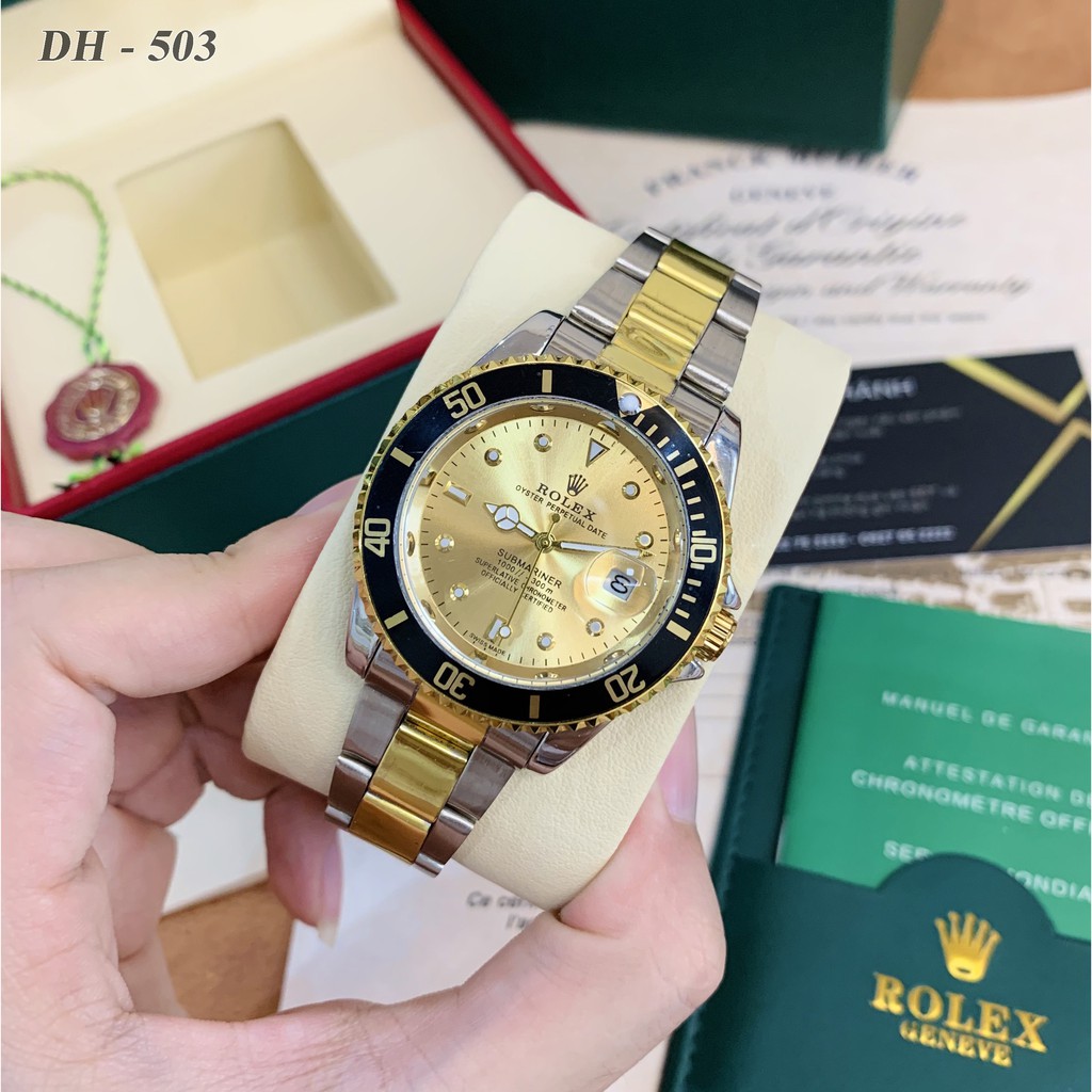 Đồng hồ nam Rolex mặt tròn toạ độ dây kim loại chống nước cao cấp DH503 ngochang108