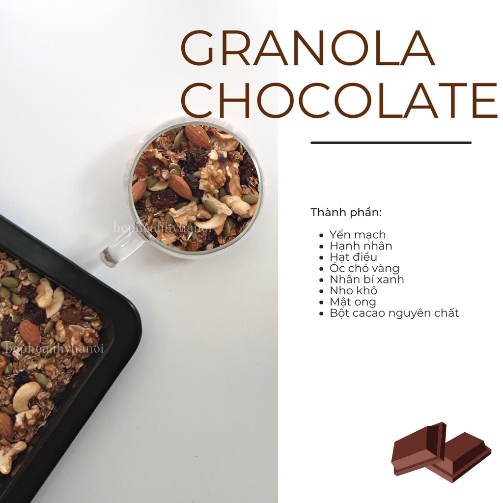 Ngũ cốc ăn kiêng không đường granola vị chocolate 6 loại hạt - Bếp healthy Hà Nội