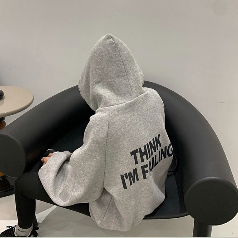 Áo hoodie nữ form rộng THINK I'M FAILING, áo hoodie form rộng nữ màu xám, hồng thời trang quảng châu chất đẹp | BigBuy360 - bigbuy360.vn