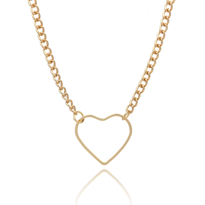 Japan and South Korea fan new simple hollow love necklace heart-shaped clavicle chain sweet wind neck chain