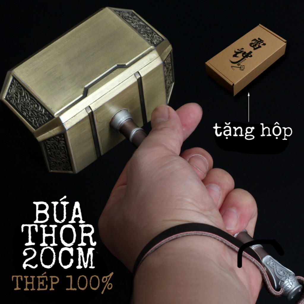 [RẺ VÔ ĐỊCH] Búa Thor Mjolnir 20cm bằng Thép Không Gỉ Mô hình kim loại tỉ lệ 1: 1,5