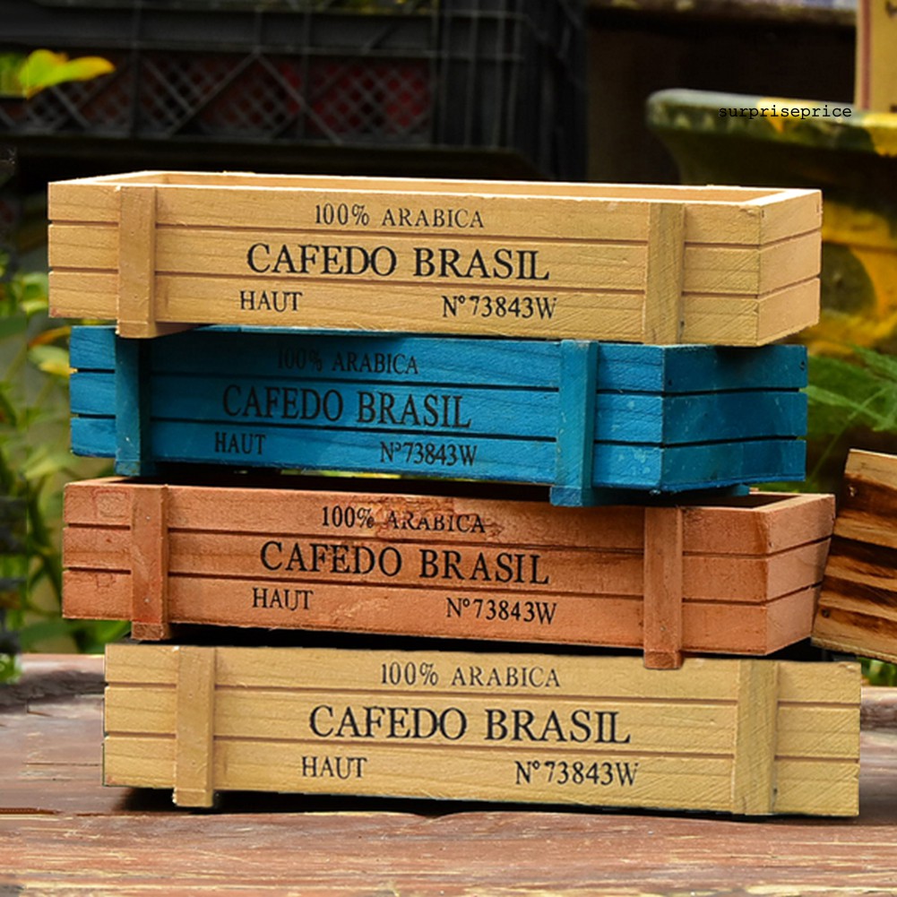 Chậu trồng cây mọng nước dạng hộp bằng gỗ trang trí vườn nhà/ tiểu cảnh độc đáo