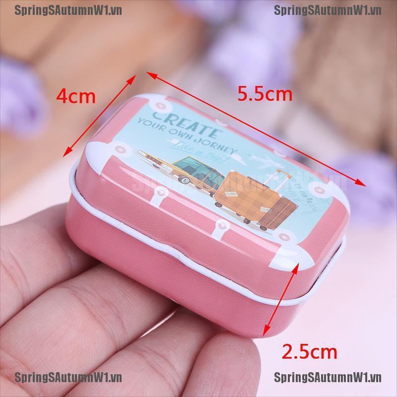 [Spring] Mini tin trinket jewelry coin box tinplate storage case small rectangular random [VN]