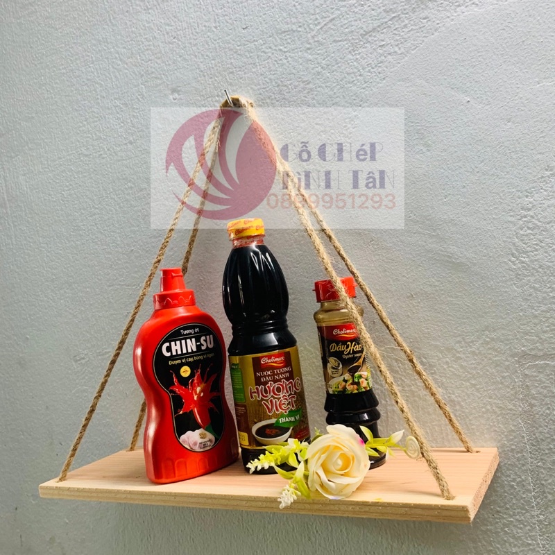 ] kệ dây treo tường , gỗ thông decor , kệ gỗ trang trí d40cm x r12cm