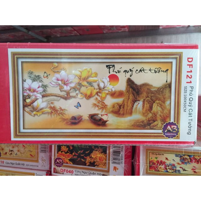 Tranh Đính Đá PHÚ QUÝ CÁT TƯỜNG (ĐÁ AB CAO CẤP). Kích Thước: 1m x 50cm - 1m50 x 75cm