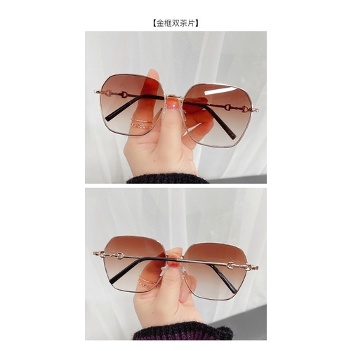 Kính mát gọng vuông kim loại thời trang cho nam nữ