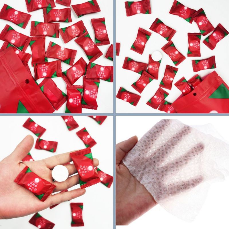 Sỉ 10 Túi 20 khăn giấy nén dạng viên kẹo dùng 1 lần tiện lợi