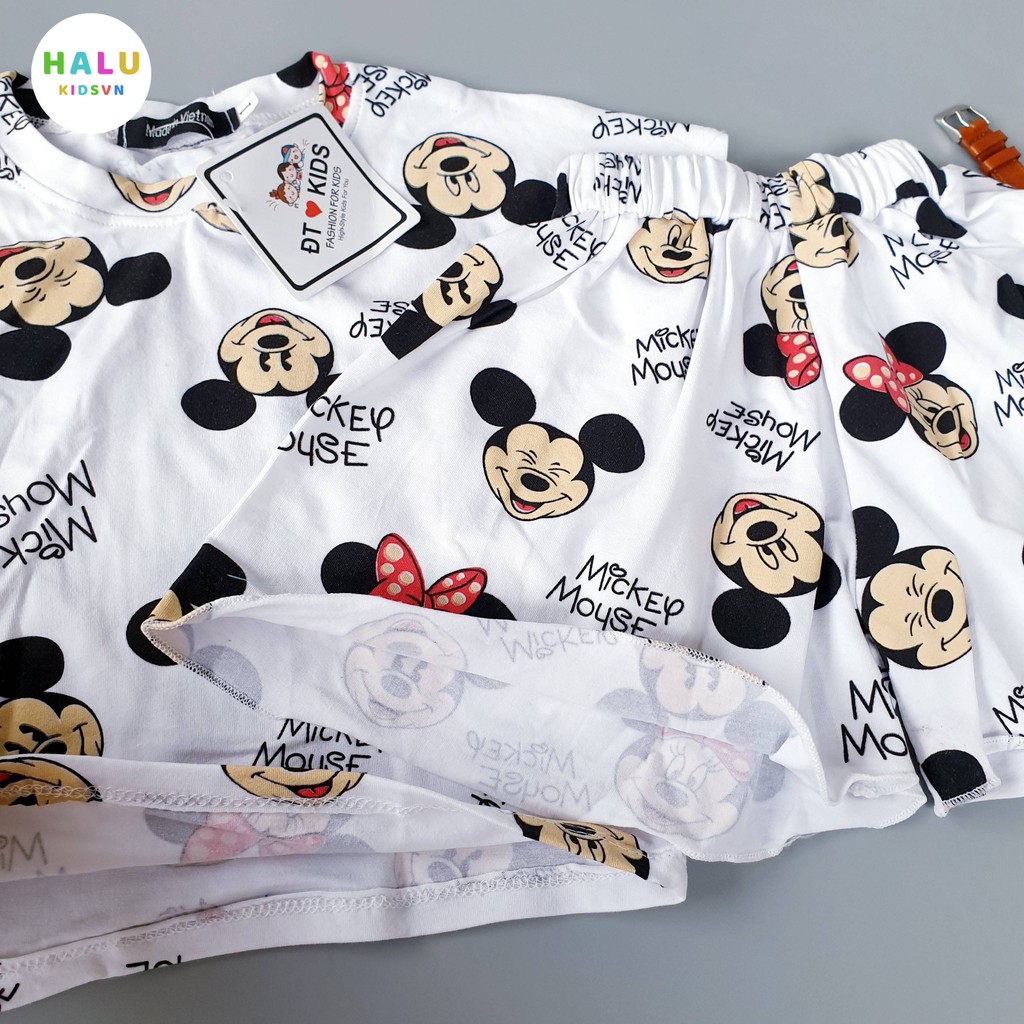 Sale!! Bộ quần áo cộc tay Mickey cho bé gái chất cotton mát đẹp - BMK01.Halukidsvn