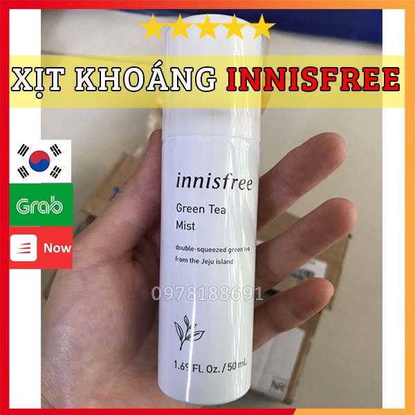 Xịt khoáng dưỡng ẩm Innisfree Green Tea Mist từ trà xanh đảo 50ml Nhập khẩu Hàn Quốc