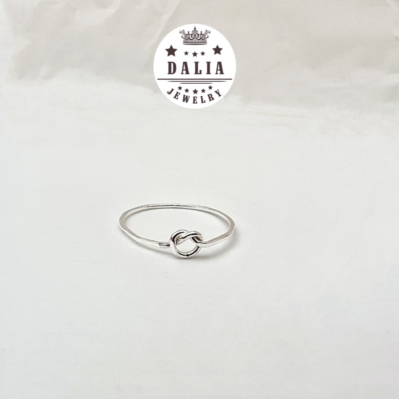 Nhẫn bạc nữ trơn bạc 925 thật DaLiA Jewelry nhẫn bạc basic thắt nút tròn trái tim lệch
