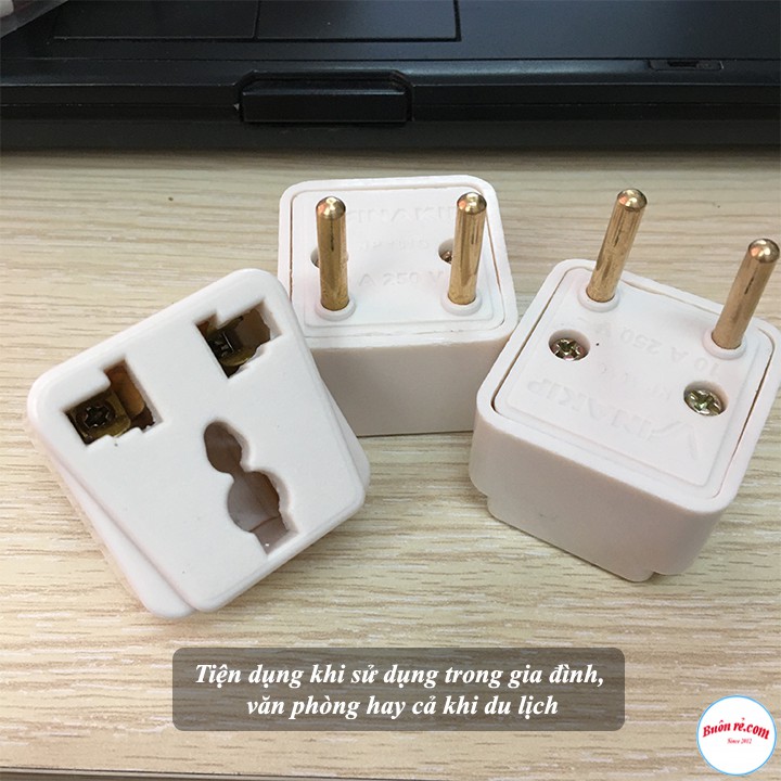 Phích Cắm Điện VINAKIP Chuyển Đổi Ổ 2 Chân Thành 3 Chân Đa Năng 10A-250V - br00682