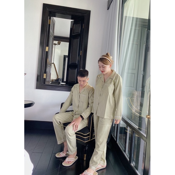 Pijama kẻ dạ nam nữ chất liệu dạ cực ấm