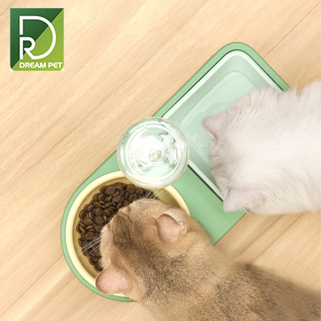 Bát Ăn Bình Cấp Nước Tự Động Cho Chó Mèo - Bát Ăn Gốm Sứ Kèm Bình Cấp Nước Tự Động Cho Chó Mèo Dreampet (PKW022)