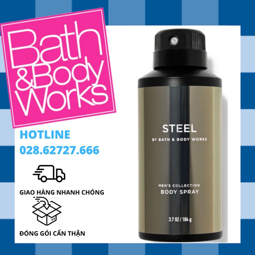 Xịt Thơm Toàn Thân Cho Nam Bath &amp; Body Works - Steel Body Sray (104g)