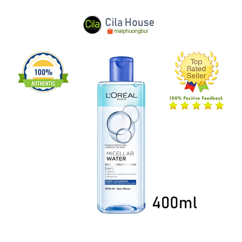 Tẩy trang LOreal Micellar Water dầu lai nước 400ml (Sạch trang điểm) - CIla House