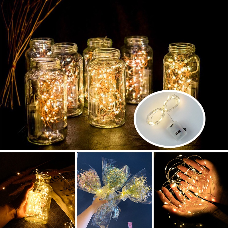 Dây đèn led đom đóm trang trí nhà cửa làm đạo cụ chụp ảnh dài 1m