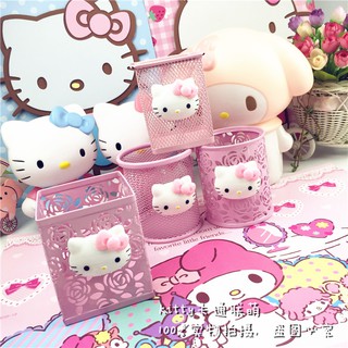 Hộp Đựng Bút Bằng Sắt Hình Tròn In Họa Tiết Hello Kitty Dễ Thương Đa Năng Tiện Dụng Cho Học Sinh/ Văn Phòng