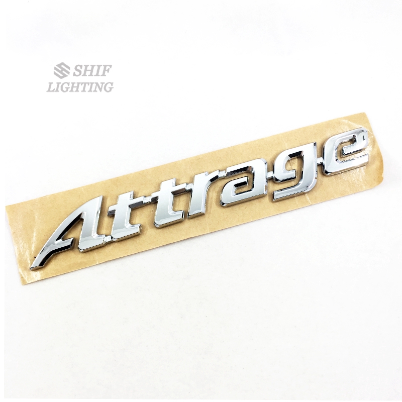 Nhãn dán logo Attrage bằng ABS crom trang trí nắp cốp xe hơi Mitsubishi Attrage