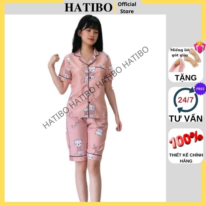 Bộ đồ ngủ pijama quần lửng áo cộc vải kate loại 1 mặc nhà chất mát- HATIBO 21