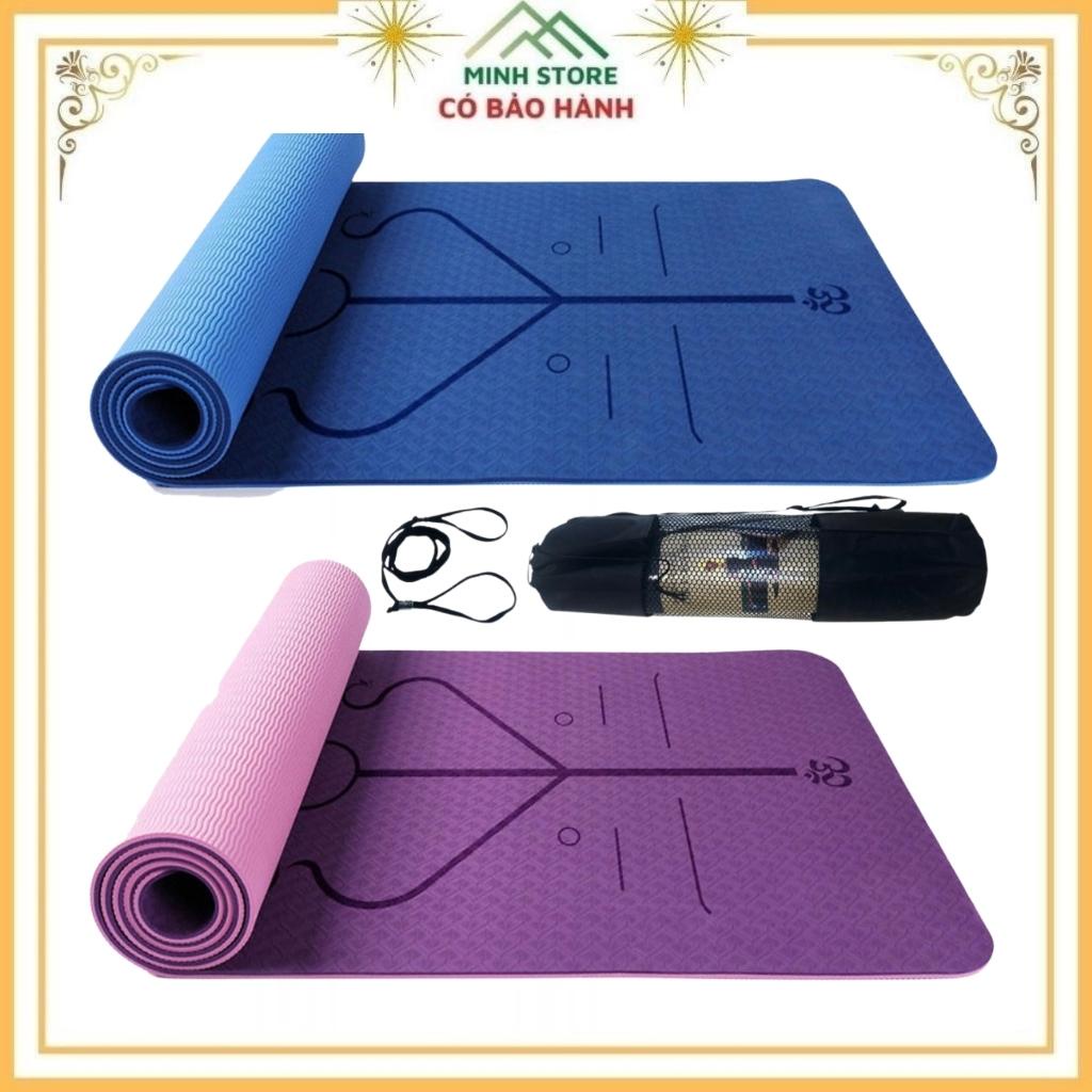Thảm Tập Yoga 6mm 8mm [ TẶNG TÚI ]  Cao Cấp Chống Trượt Định Tuyến 2 Lớp TPE Tập GYM Thể Dục Thể Thao