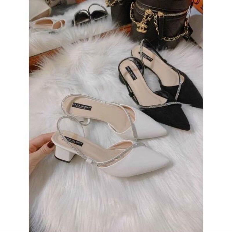 Giầy bít mũi hở hậu dây đá hót trụ 3 p siêu đẹp siêu sang chảnh hót!!!