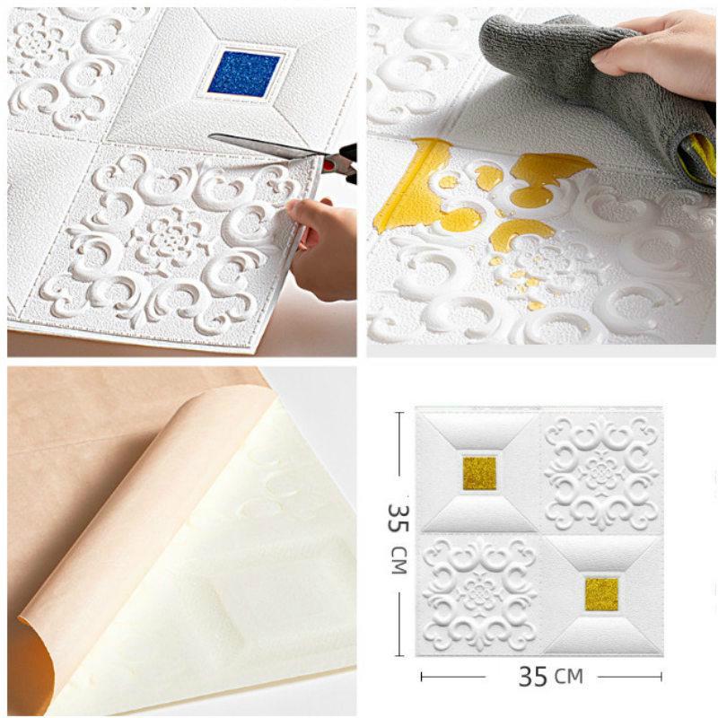 Nhãn dán tường trần nhà trang trí chống nước in hinh2 nổi 3D