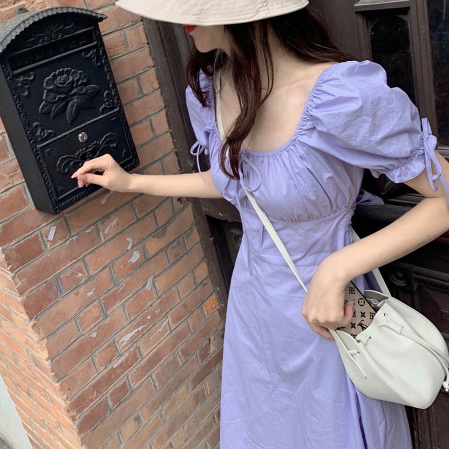 Đầm Màu Tím Chiết Eo Xinh Xắn Dễ Thương Thời Trang Cho Nữ | BigBuy360 - bigbuy360.vn