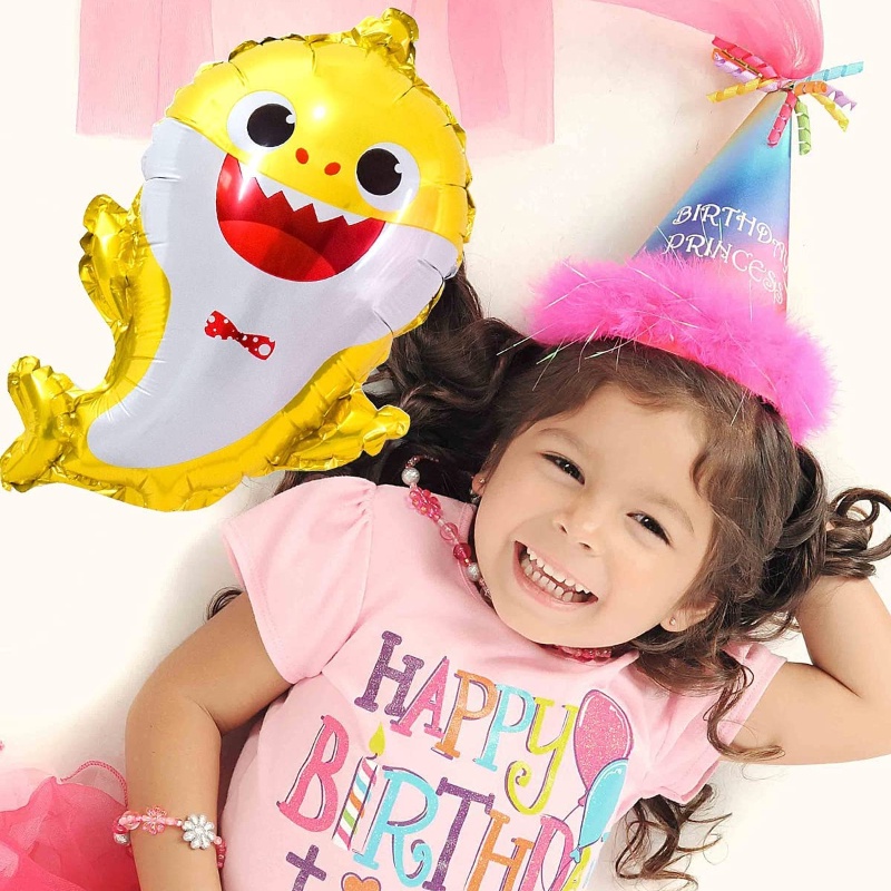 Bong Bóng Phim Nhôm Hình Gia Đình Cá Mập Hoạt Hình Trang Trí Tiệc