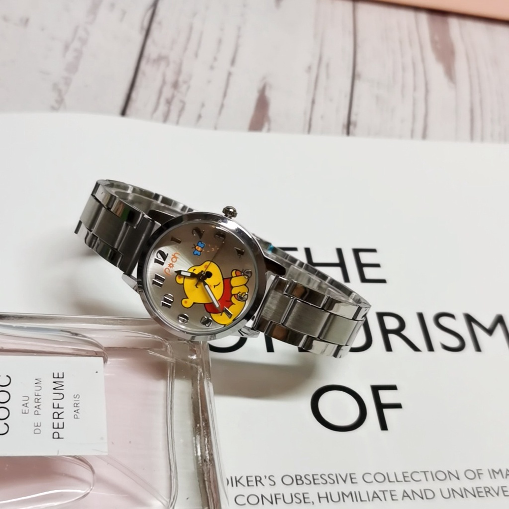 Đồng Hồ Đeo Tay Mặt Vuông Họa Tiết Hoạt Hình Disney Bằng Thép Không Gỉ Chống Thấm Nước