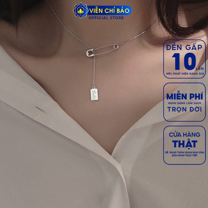 Vòng cổ bạc nữ mặt kim băng dây chuyền chất liệu bạc 925 thời trang phụ kiện trang sức nữ Viễn Chí Bảo D000188X