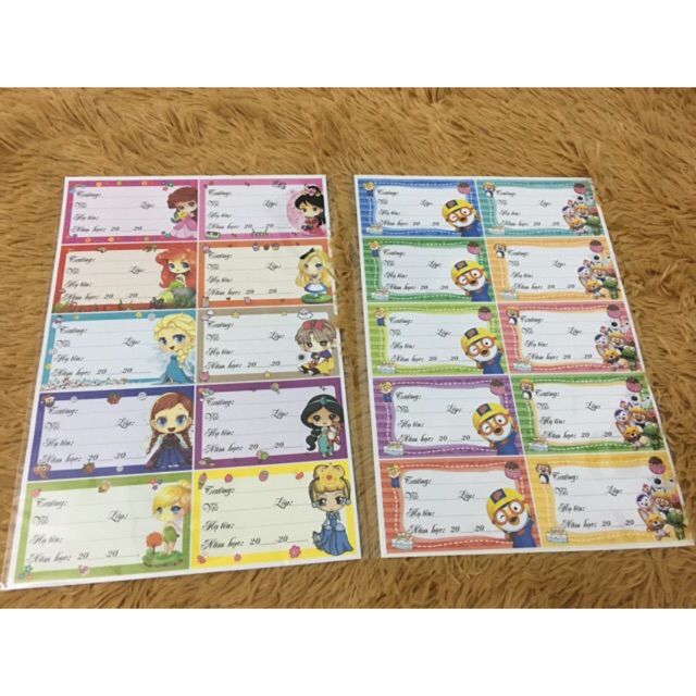 Nhãn vở Bình Minh 10 ô