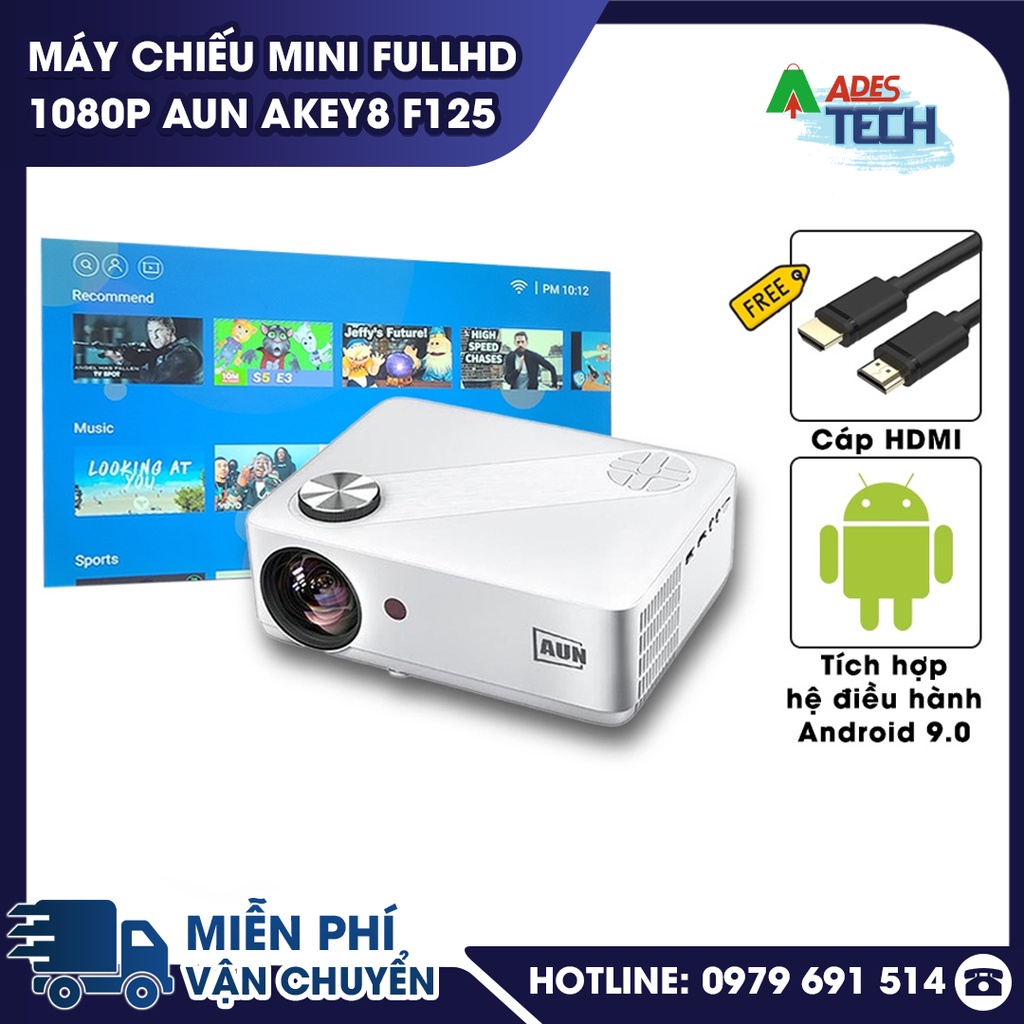 Máy chiếu mini Fullhd 1080p AUN AKEY8 F125 - BẢO HÀNH 12 THÁNG
