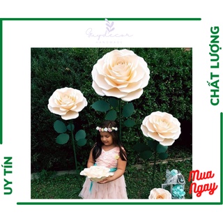 Set 3 Trụ Hoa Giấy Mỹ Thuật - Hoa Giả -  Khổng Lồ Trang Trí Backdrop