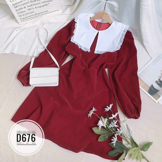 Bigsize Đầm nhung đỏ D676