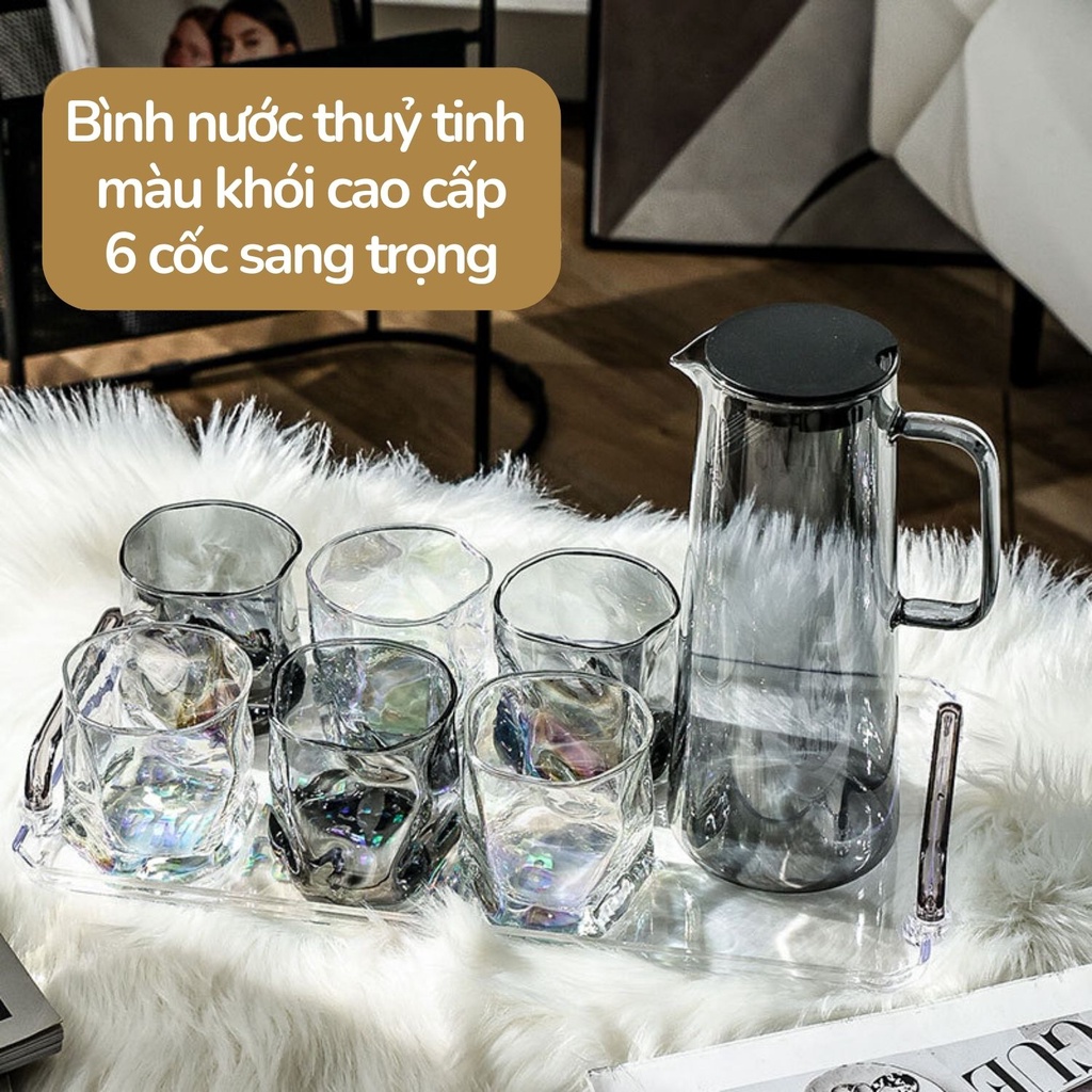 Bộ cốc bình nước thuỷ tinh cao cấp để bàn sang trọng cho phòng khách K-House Smart | BigBuy360 - bigbuy360.vn