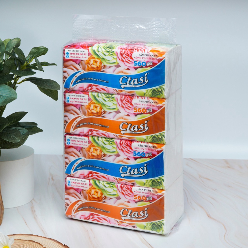 Giấy Vệ Sinh cao cấp Clasi Hoa Hồng 4 Lớp  siêu dai, mềm mịn, tan nhanh trong nước