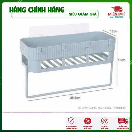 Kệ chữ nhật hút chân không treo đồ nhà tắm có giá treo khăn tiện dụng - Gia Dụng Thông Minh