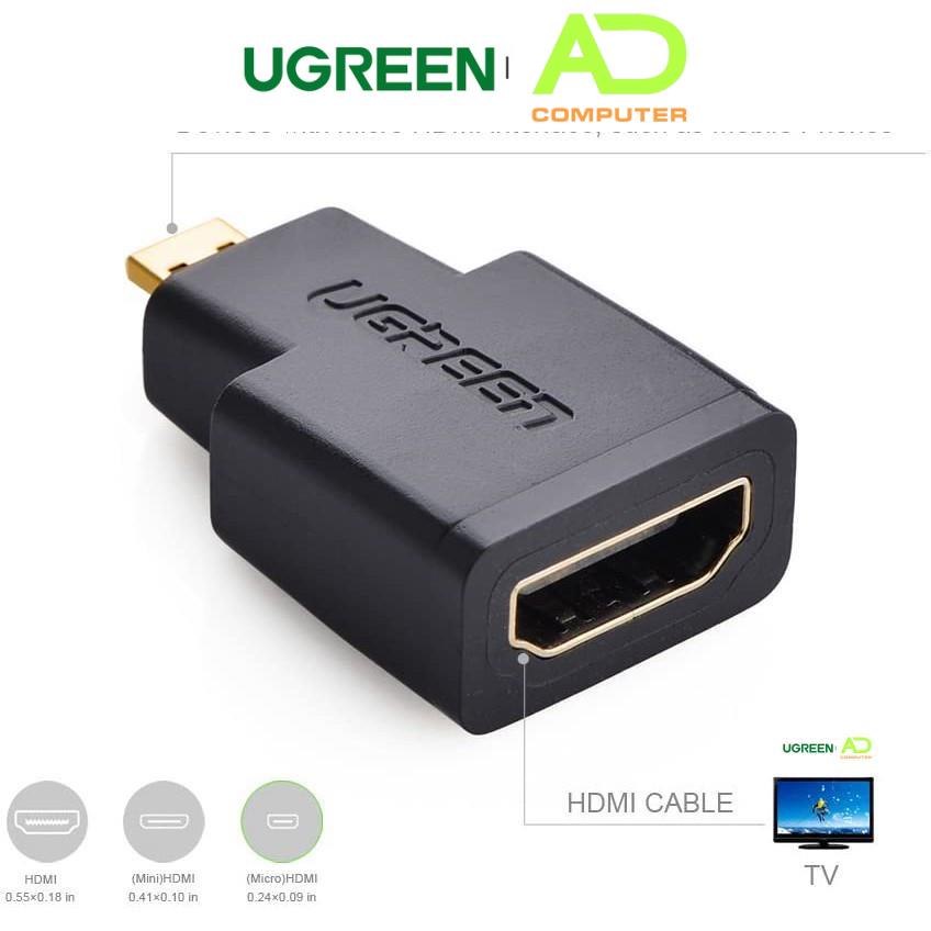 Đầu chuyển đổi micro HDMI male to hdmi female - UGREEN 20106 - (màu đen)