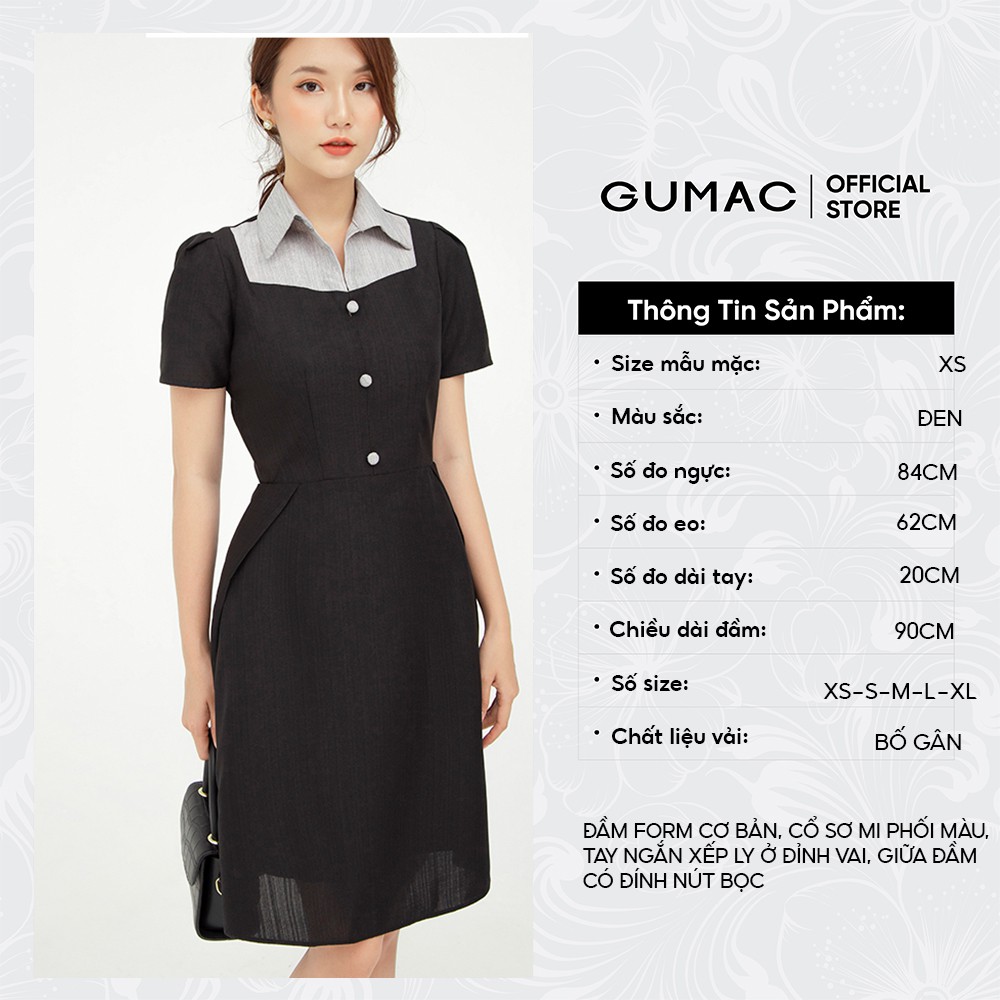 [Mã MABR07062 giảm 8% tối đa 50K đơn từ 249K] Đầm body nữ sexy xếp ly GUMAC màu đen, tay ngắn thanh lịch DB526 | BigBuy360 - bigbuy360.vn