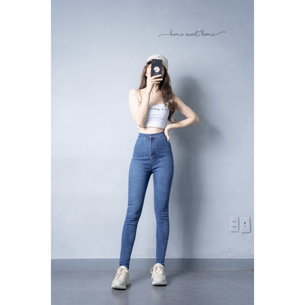 Quần Jean Nữ Skinny Siêu Cao Rách Kiểu ULZZANG Hình Ảnh Tự Chụp NoBrandDenim