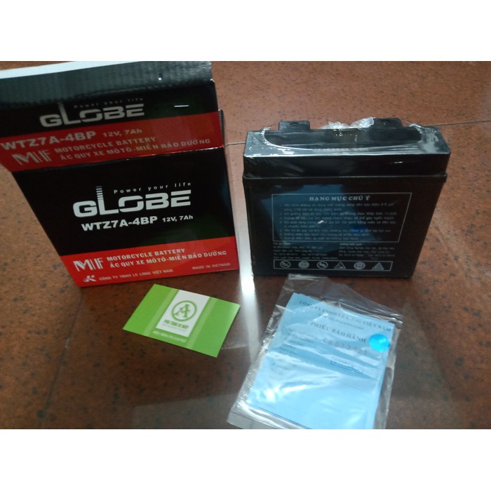 Bình Ắc Quy cho xe Nouvo 2 Globe  12V,7Ah