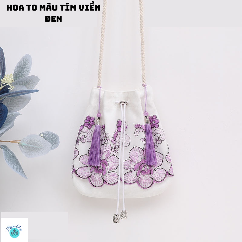 Túi Canvas Đeo Chéo Thêu Hoa Thời Trang Cao Cấp 2022 2 Ngân shop -2N012