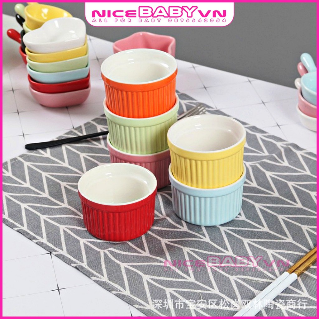 Cốc Gốm Sứ Ramenkin Làm Bánh Caramen Bánh PLan Sữa Chua 100ml Đủ Màu NiceBabyvn